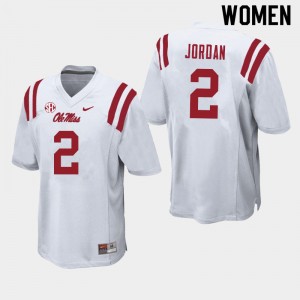 Women Jalen Jordan White Rebels College Football #2 Jersey 323272-329