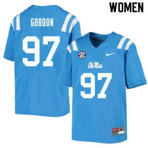 Women Jamond Gordon Powder Blue Ole Miss College Football #97 Jersey 932308-609