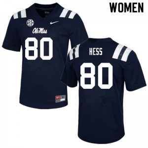 Women Jonathan Hess Navy Ole Miss College Football #80 Jersey 483789-200