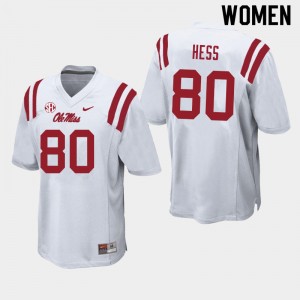 Women Jonathan Hess White Rebels College Football #80 Jersey 878283-756
