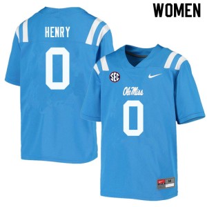 Women Lakia Henry Powder Blue Ole Miss College Football #0 Jersey 572429-114