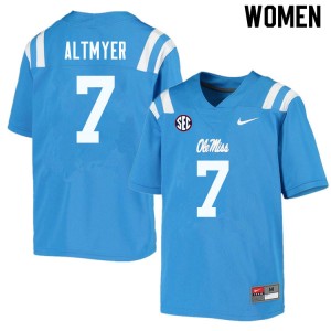 Women Luke Altmyer Powder Blue Ole Miss College Football #7 Jersey 261911-618