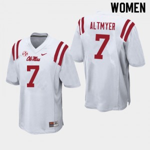 Women Luke Altmyer White Ole Miss College Football #7 Jersey 426315-833