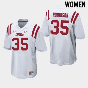 Women Mark Robinson White Rebels College Football #35 Jersey 160704-210