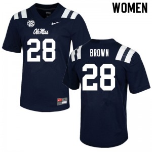 Women Markevious Brown Navy Ole Miss Rebels College Football #28 Jersey 286743-111