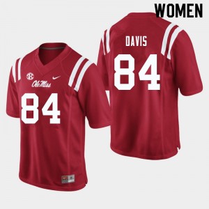 Women Qua Davis Red Ole Miss College Football #84 Jersey 329754-728