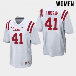 Women Solomon Landrum White University of Mississippi College Football #41 Jersey 681193-994