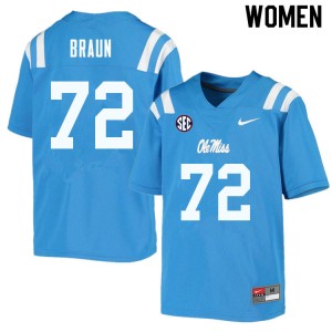 Women Tobias Braun Powder Blue Ole Miss College Football #72 Jersey 949877-501