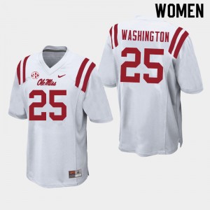 Women Trey Washington White Ole Miss Rebels College Football #25 Jersey 229996-358