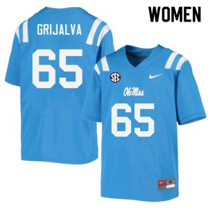 Women Alec Grijalva Powder Blue Ole Miss College Football #65 Jersey 457317-449