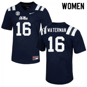 Women Braden Waterman Navy Ole Miss Rebels College Football #16 Jersey 139370-256