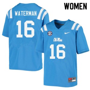 Women Braden Waterman Powder Blue Ole Miss Rebels College Football #16 Jersey 900241-955