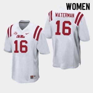 Women Braden Waterman White University of Mississippi College Football #16 Jersey 913748-762