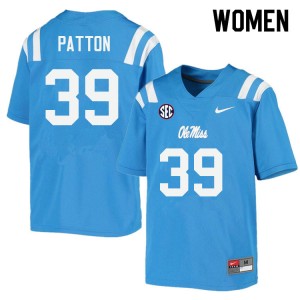 Women Carter Patton Powder Blue University of Mississippi College Football #39 Jersey 538611-626