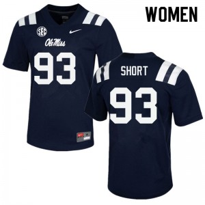 Women Carter Short Navy Rebels College Football #93 Jersey 925765-819