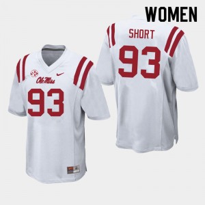 Women Carter Short White Ole Miss College Football #93 Jersey 701227-392