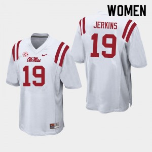 Women Dashaun Jerkins White Ole Miss Rebels College Football #19 Jersey 609221-923