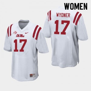 Women Davin Wydner White University of Mississippi College Football #17 Jersey 894827-302