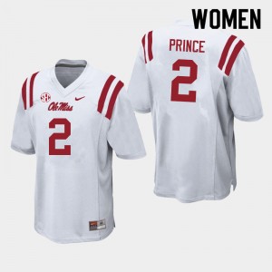 Women Deantre Prince White Ole Miss College Football #2 Jersey 334364-962