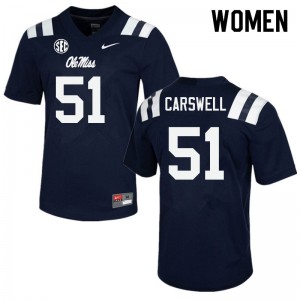 Women Flip Carswell Navy Ole Miss Rebels College Football #51 Jersey 641298-843