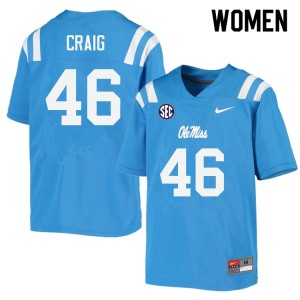 Women Harrison Craig Powder Blue Ole Miss Rebels College Football #46 Jersey 618284-112