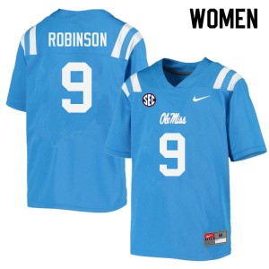 Women Jaylon Robinson Powder Blue Ole Miss College Football #9 Jersey 853933-450