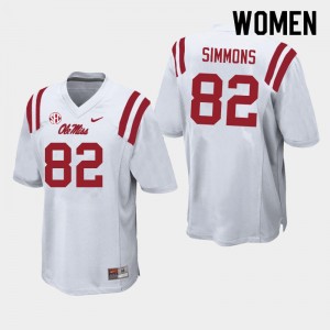 Women Larry Simmons White University of Mississippi College Football #82 Jersey 735869-586