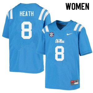 Women Malik Heath Powder Blue Ole Miss College Football #8 Jersey 140984-959