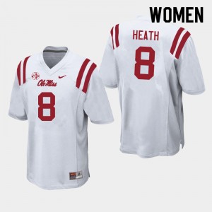Women Malik Heath White Ole Miss College Football #8 Jersey 246118-773