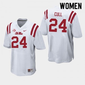 Women Nick Cull White Ole Miss College Football #24 Jersey 434895-442