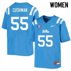 Women Preston Cushman Powder Blue University of Mississippi College Football #55 Jersey 316640-116