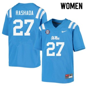Women Roman Rashada Powder Blue Ole Miss College Football #27 Jersey 336400-268