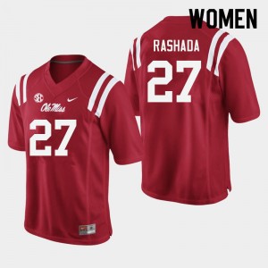 Women Roman Rashada Red Ole Miss College Football #27 Jersey 225503-331
