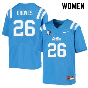 Women Taylor Groves Powder Blue Ole Miss College Football #26 Jersey 824181-775