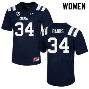 Women Tyler Banks Navy Ole Miss College Football #34 Jersey 588331-117