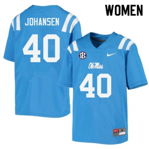 Women Zach Johansen Powder Blue Ole Miss College Football #40 Jersey 510324-254