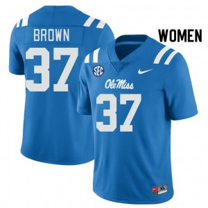 Women AJ Brown Powder Blue Ole Miss Rebels College Football #37 Jersey 550279-896