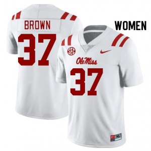 Women AJ Brown White Rebels College Football #37 Jersey 568831-453