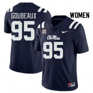 Women Ben Goubeaux Navy Ole Miss Rebels College Football #95 Jersey 200661-346