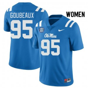 Women Ben Goubeaux Powder Blue Ole Miss Rebels College Football #95 Jersey 265415-779