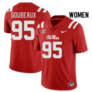 Women Ben Goubeaux Red Ole Miss College Football #95 Jersey 468442-397