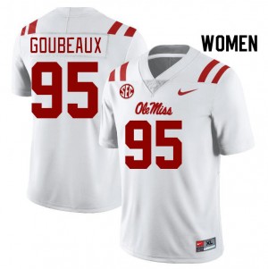 Women Ben Goubeaux White Ole Miss Rebels College Football #95 Jersey 415539-594