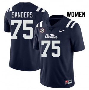 Women Brycen Sanders Navy Rebels College Football #75 Jersey 151255-244