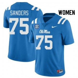 Women Brycen Sanders Powder Blue Ole Miss College Football #75 Jersey 739150-642