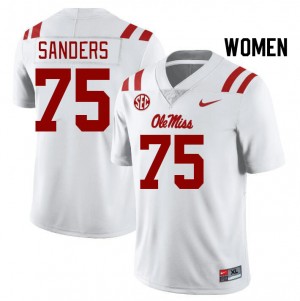 Women Brycen Sanders White Rebels College Football #75 Jersey 808835-393