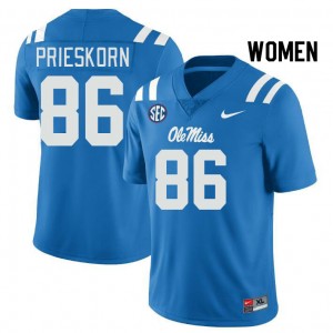 Women Caden Prieskorn Powder Blue Ole Miss Rebels College Football #86 Jersey 961353-132