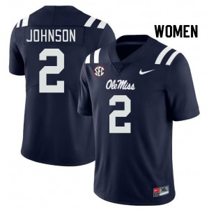 Women Cedric Johnson Navy Ole Miss College Football #2 Jersey 630284-133