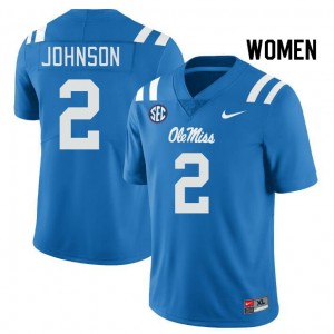 Women Cedric Johnson Powder Blue Rebels College Football #2 Jersey 130218-443