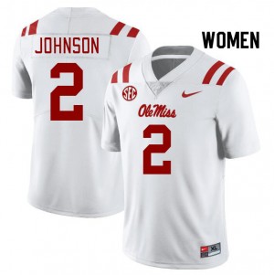 Women Cedric Johnson White Rebels College Football #2 Jersey 815276-544