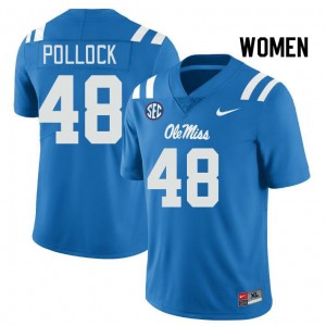 Women Charlie Pollock Powder Blue Ole Miss College Football #48 Jersey 906848-764